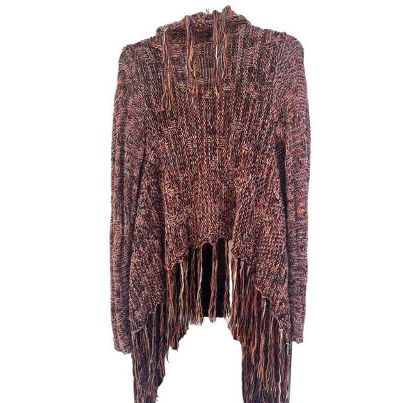 Gimmicks by BKE Fringe Boho The Buckle Open Front Cardigan Womens Size Small - Picture 2 of 9